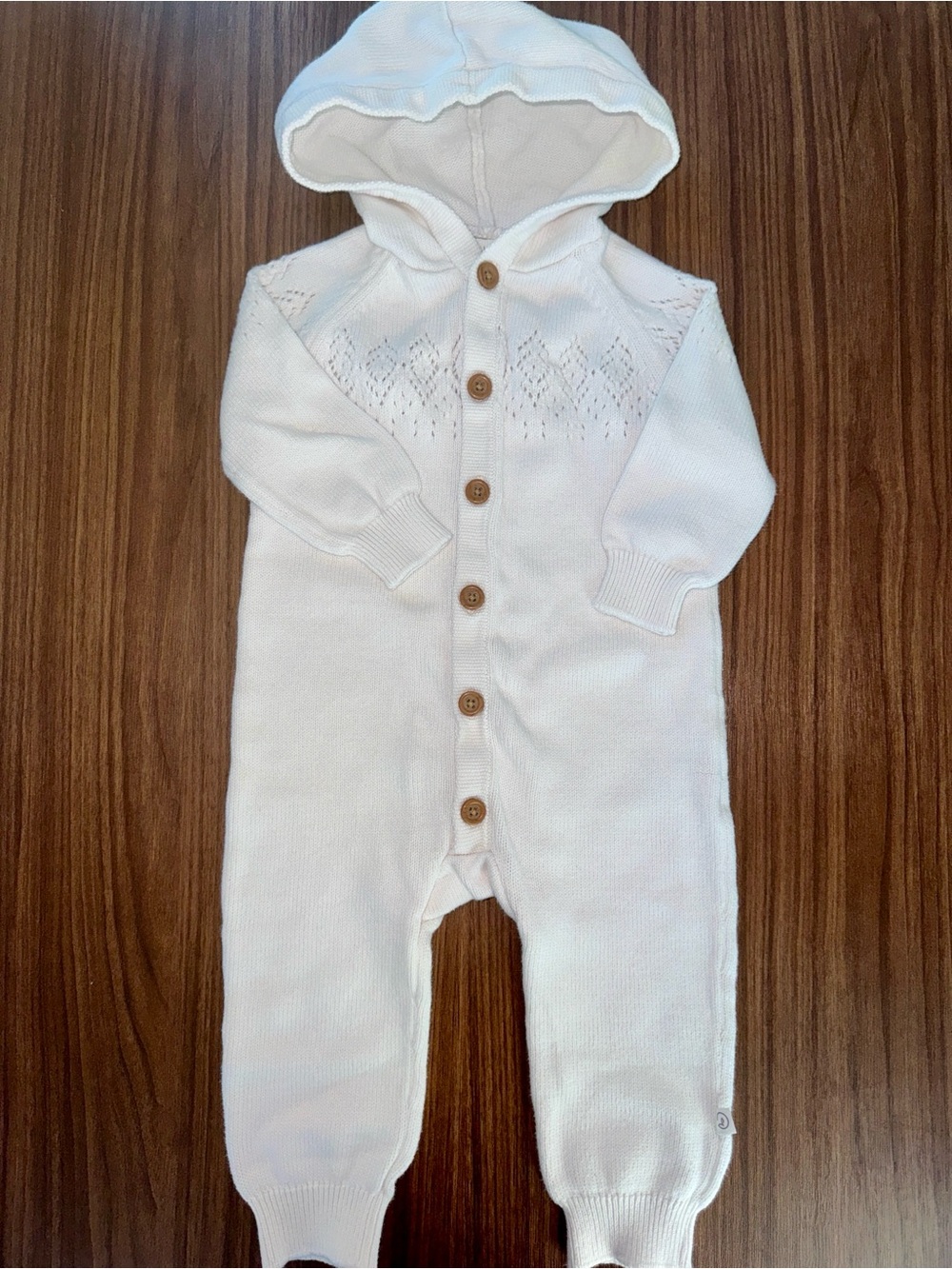 Cozy Hooded Knit One-Piece in Cream